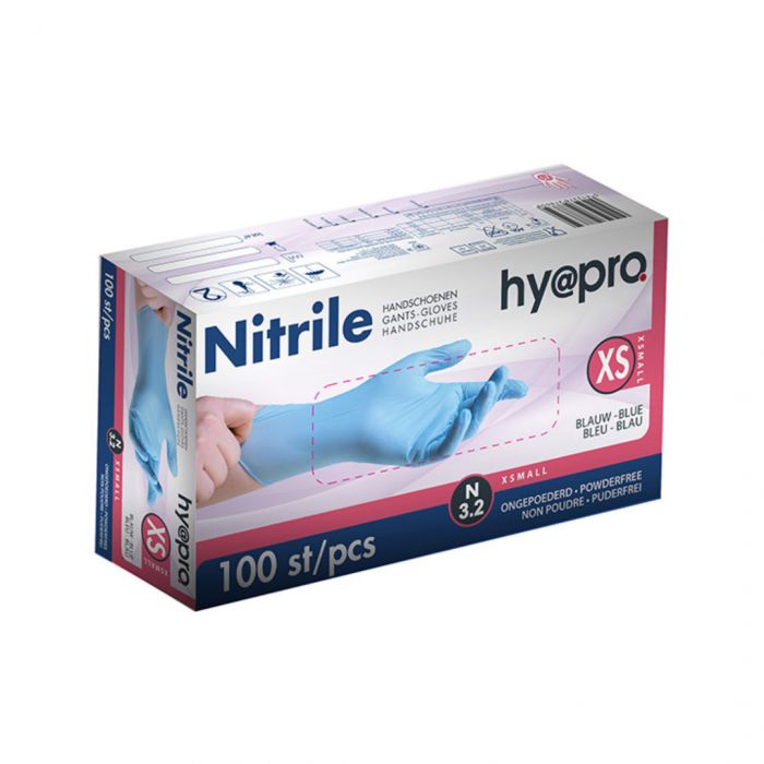 Hy@pro N3.2 Dunne Nitril Handschoenen Blauw – Maat XS (100 stuks)