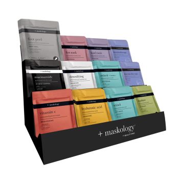 +maskology counter display – complete professionele collectie sheetmasks